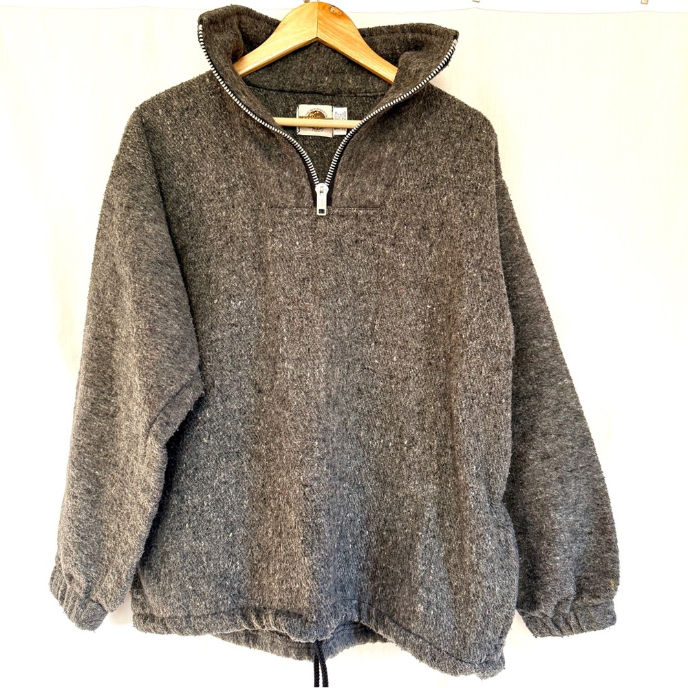Earth Ragz Men's Thick Textured Gray Half-Zip Pullover